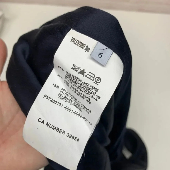 VALENTINO Midi Skirt Dark Blue Wool Silk Size 6 - Picture 7 of 8